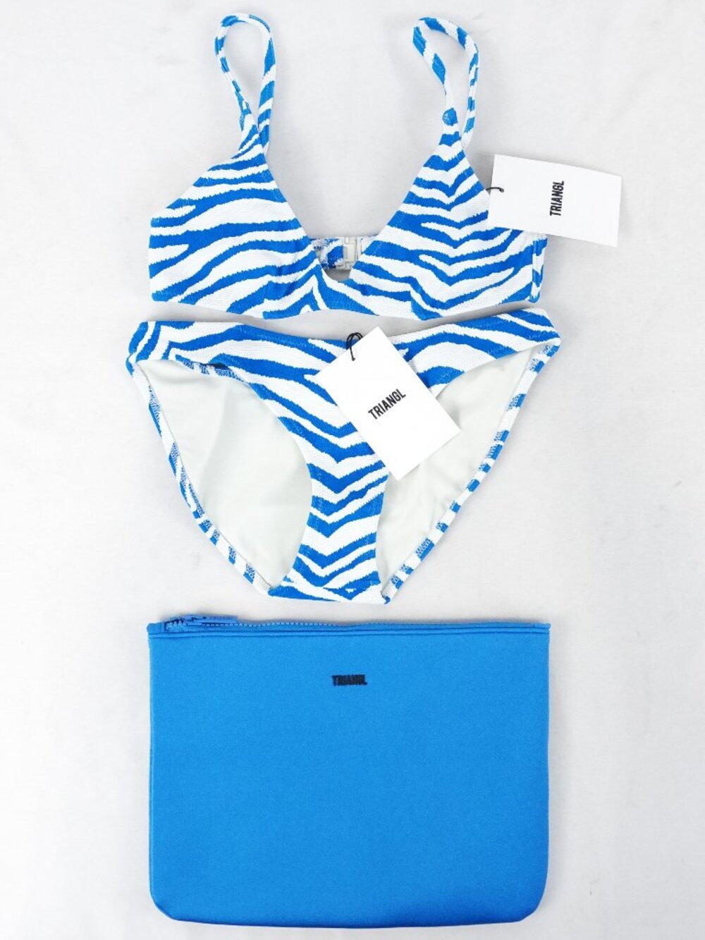 TRIANGL Maia Zebra Splash Scoop Bikini Set in Blue - Size XXS - NWT with Bag